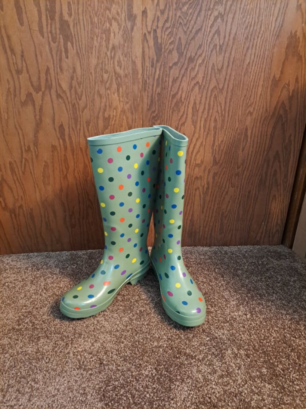 New Without Tags Time and Tru Women's Polka Dot Buckle Rain Boots - Picture 3 of 8